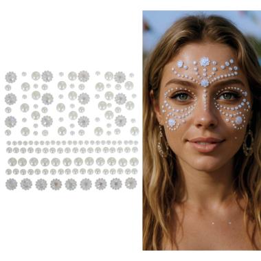Trucco decorazioni adesive viso perle bianche