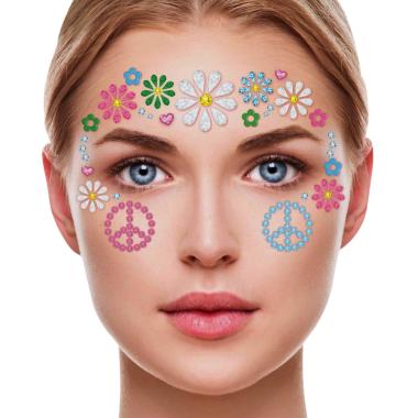 Trucco decorazioni adesive viso hippie strass