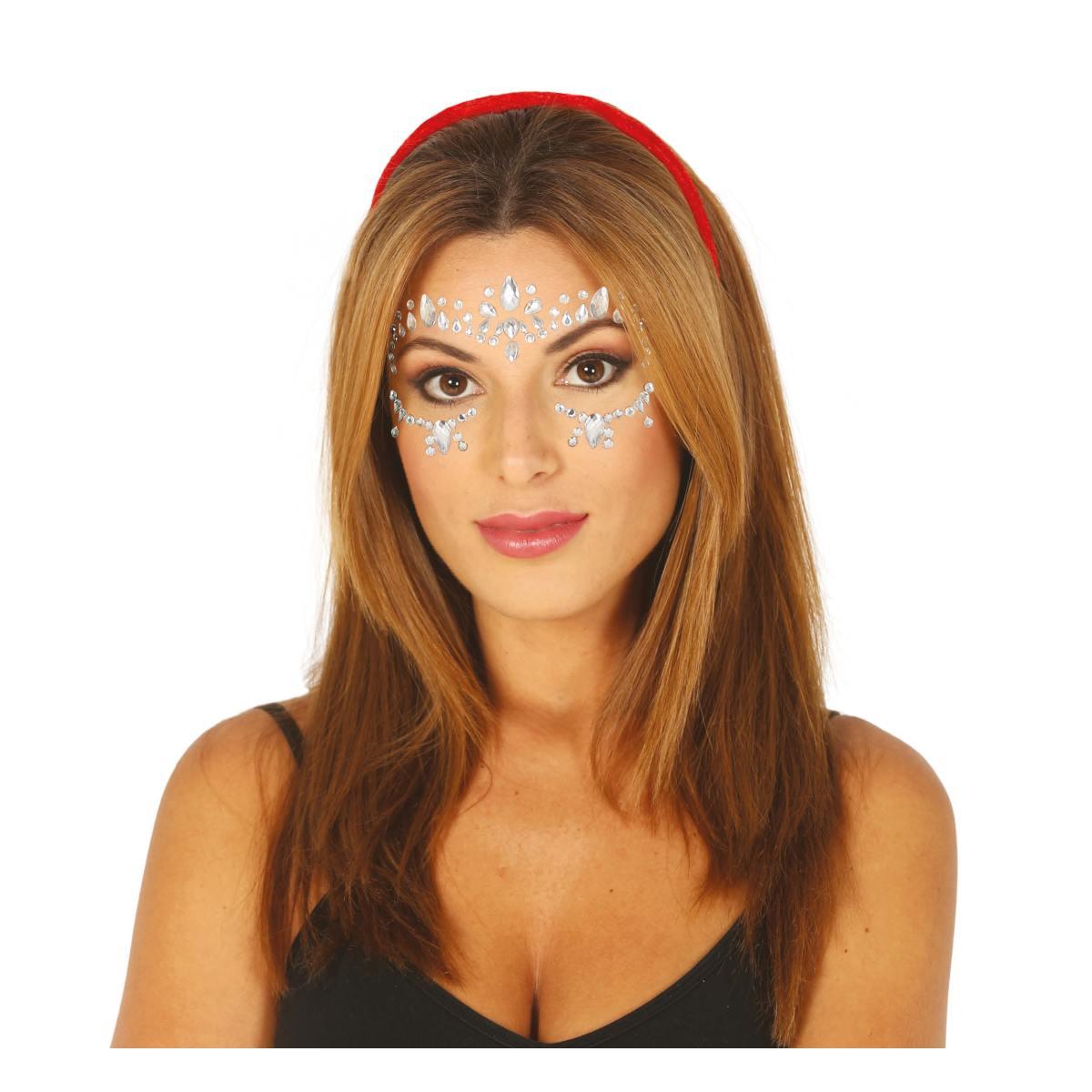 Trucco decorazioni adesive viso argento strass