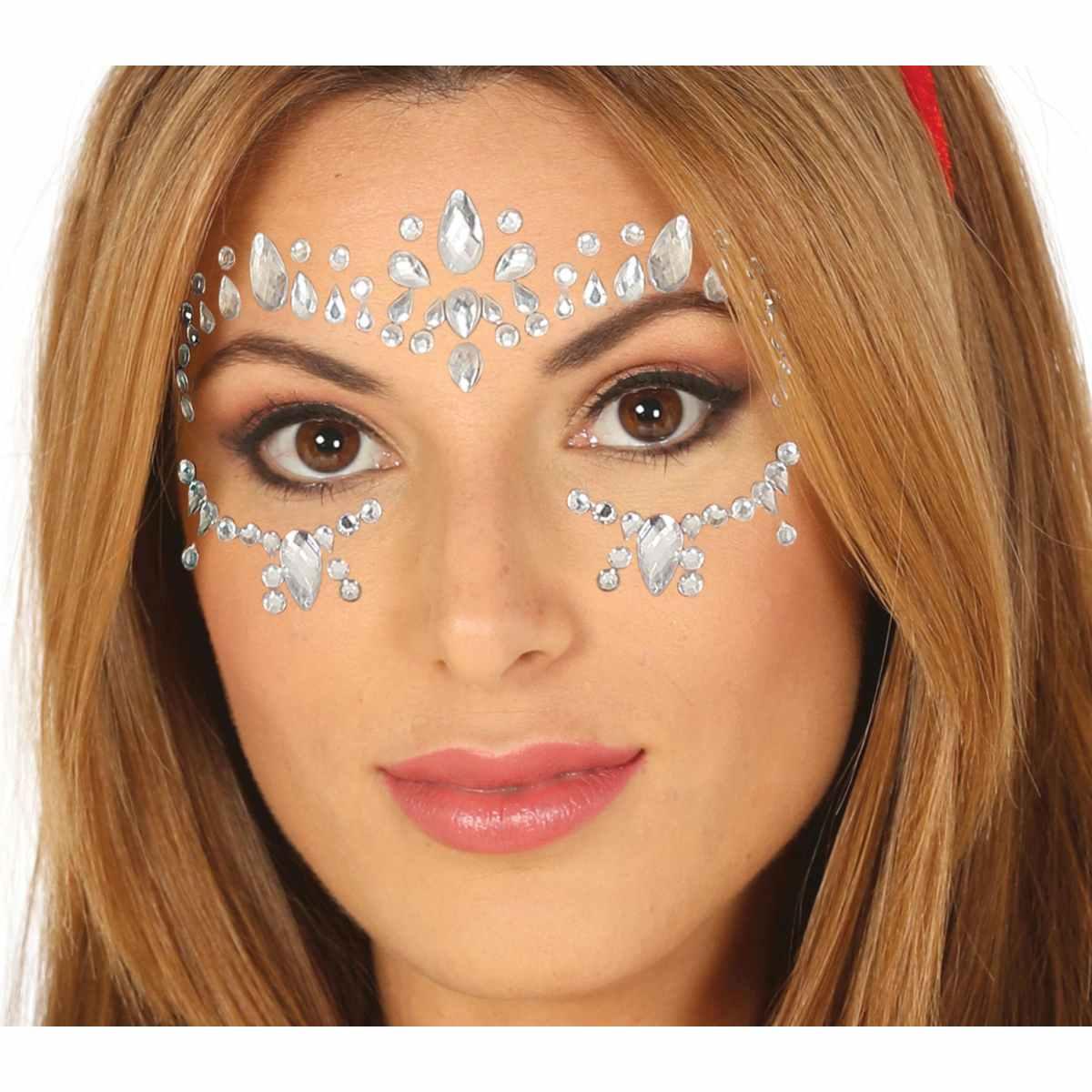 Trucco decorazioni adesive viso argento strass