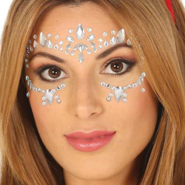 Trucco decorazioni adesive viso argento strass