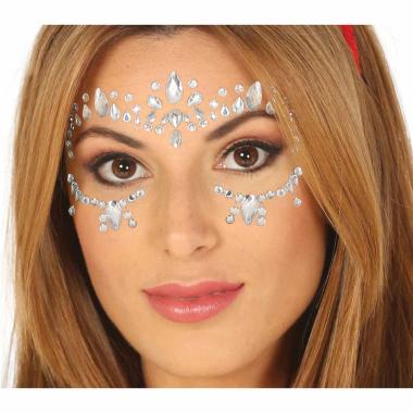 Trucco decorazioni adesive viso argento strass