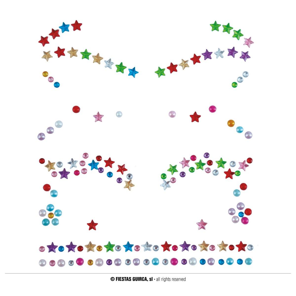 Trucco decorazioni adesive viso strass stelle multicolor