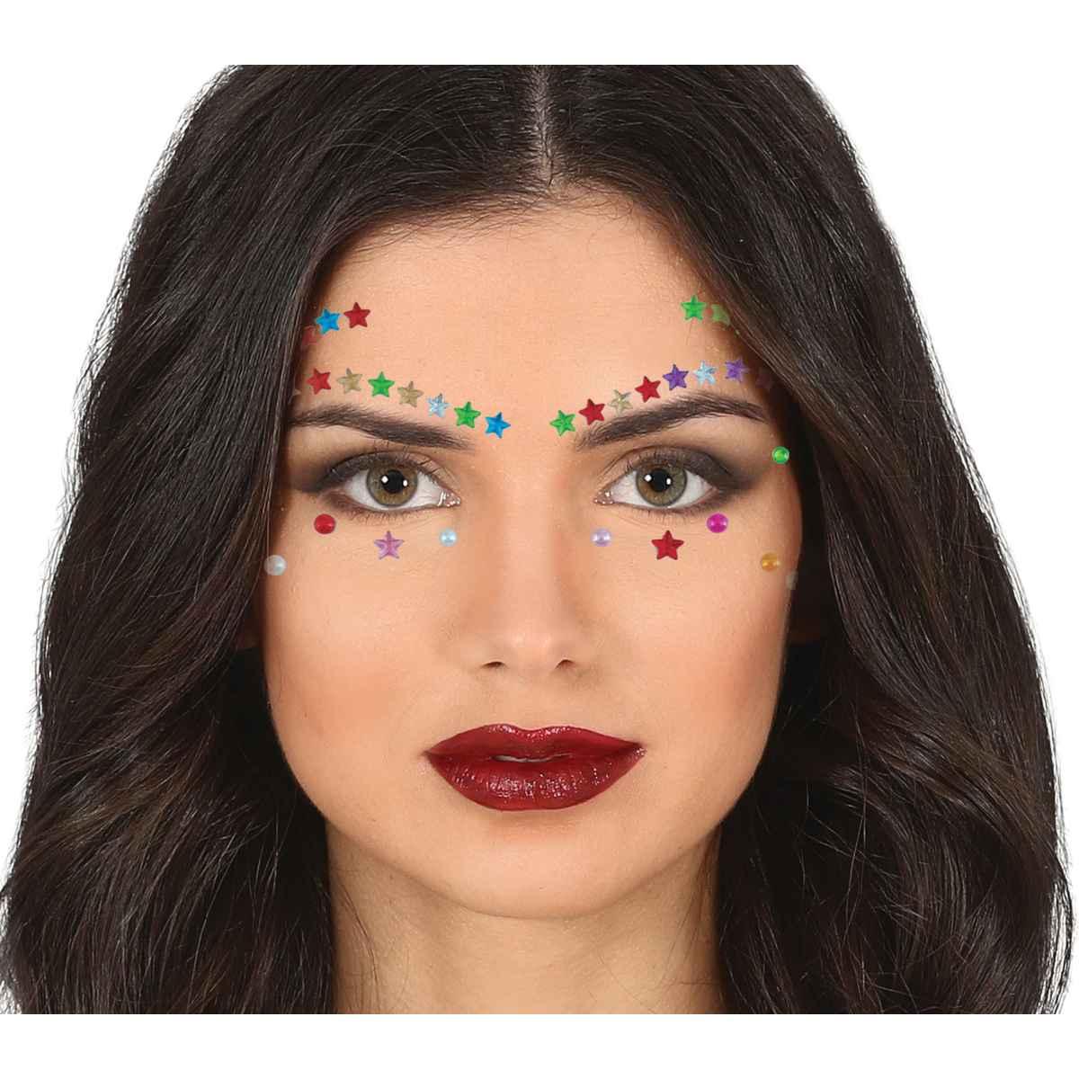 Trucco decorazioni adesive viso strass stelle multicolor
