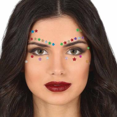 Trucco decorazioni adesive viso strass stelle multicolor