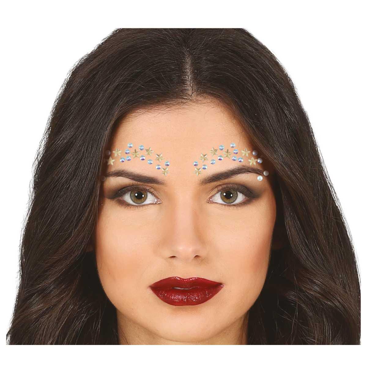 Trucco decorazioni adesive viso strass stelle argento