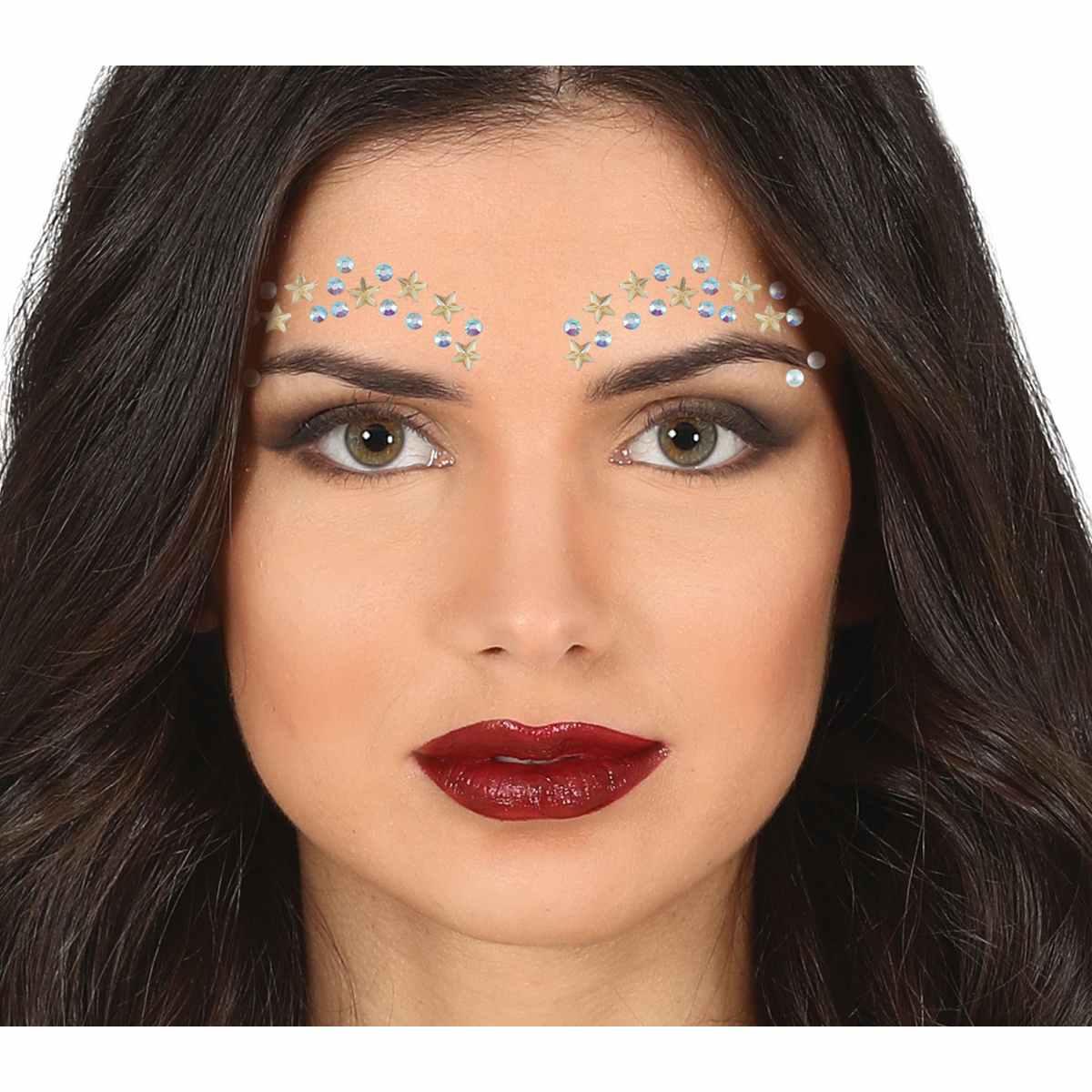 Trucco decorazioni adesive viso strass stelle argento