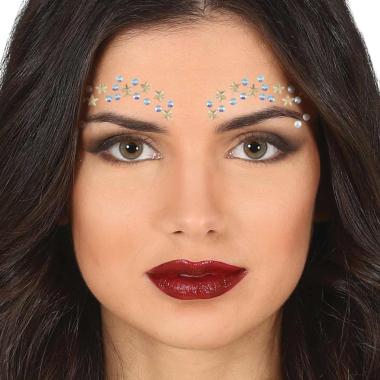 Trucco decorazioni adesive viso strass stelle argento