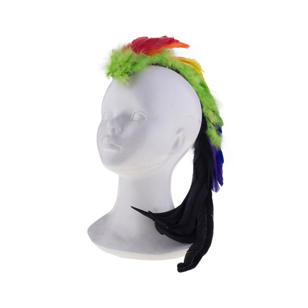 Fermaglio capelli cresta piume arcobaleno