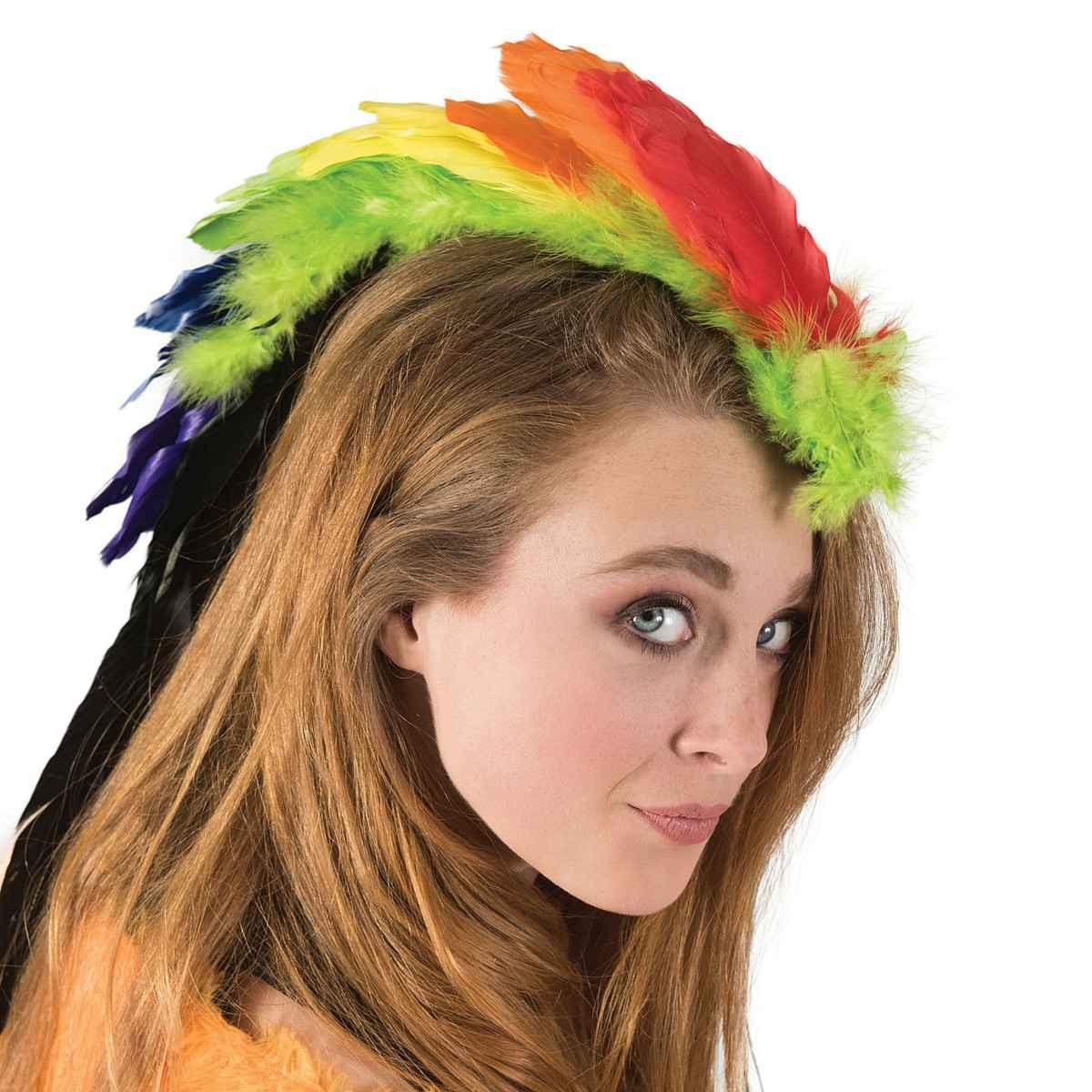 Fermaglio capelli cresta piume arcobaleno