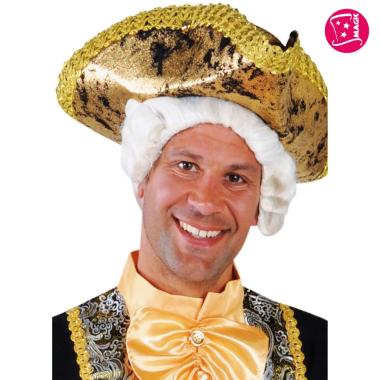 Cappello tricorno lusso nero damascato oro