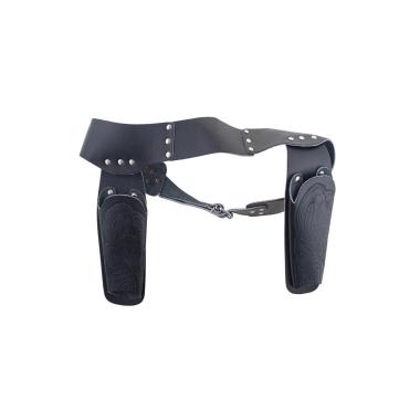 Cinturone cowboy fondina 2 posti similpelle nero Incluso: cinturone.