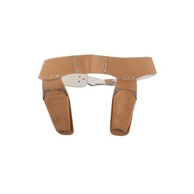 Cinturone cowboy fondina 2 posti pelle beige Incluso: cinturone.