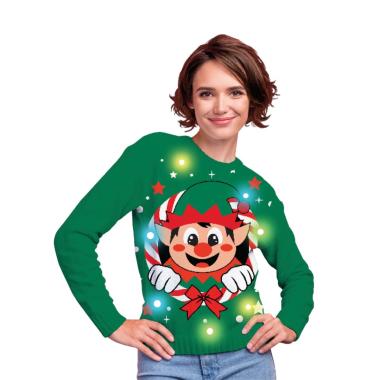 Maglione natale verde elfo 12 led