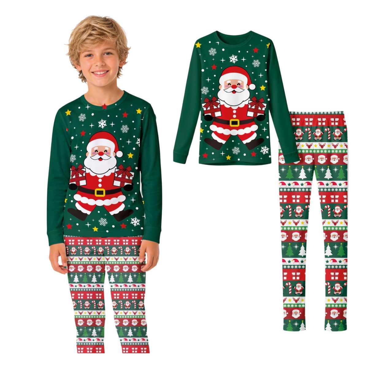 Pigiama natale verde babbo natale