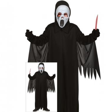 Costume fantasma nero tunica cappuccio maschera