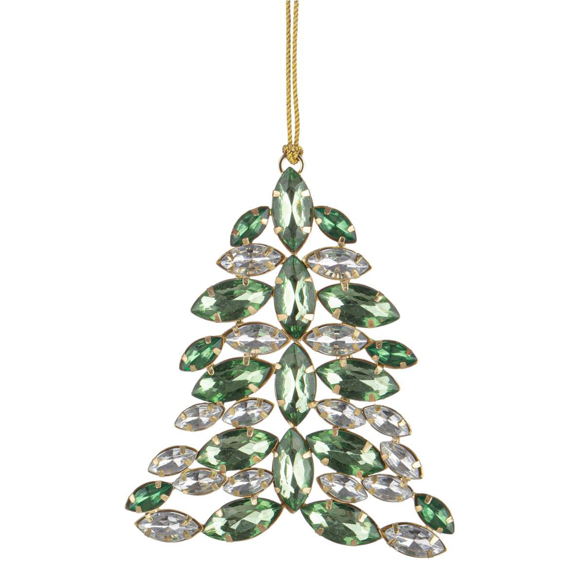 Decorazione natalizia albero pietre verdi 14 cm