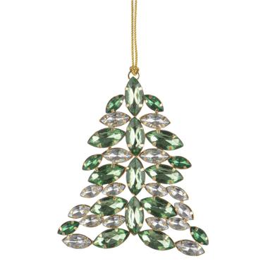 Decorazione natalizia albero pietre verdi 14 cm