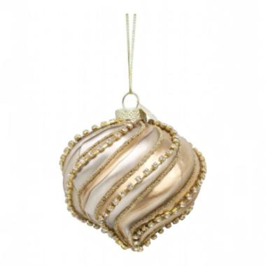 Pallina di Natale in vetro cipolla oro champagne oro 8 cm