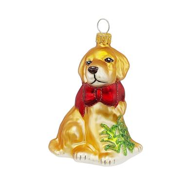 Pallina di Natale in vetro cane 8 cm