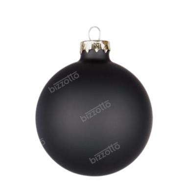 Pallina di Natale in vetro nera opaca 8 cm