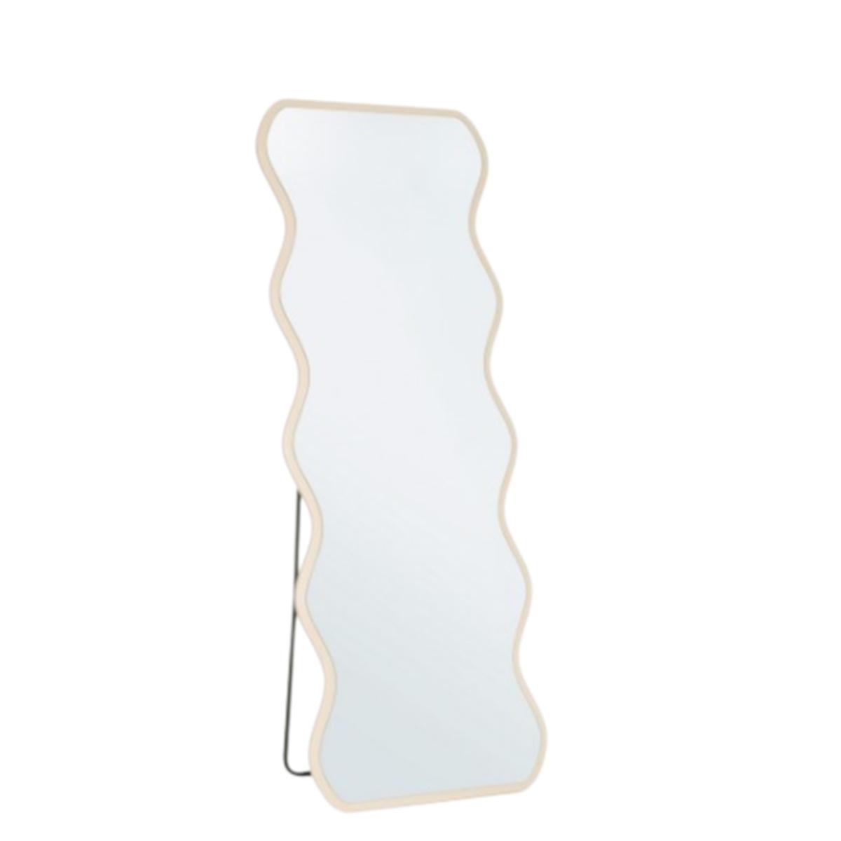 Specchio 60 x 160 metallo cornice bianca ondulata con stand