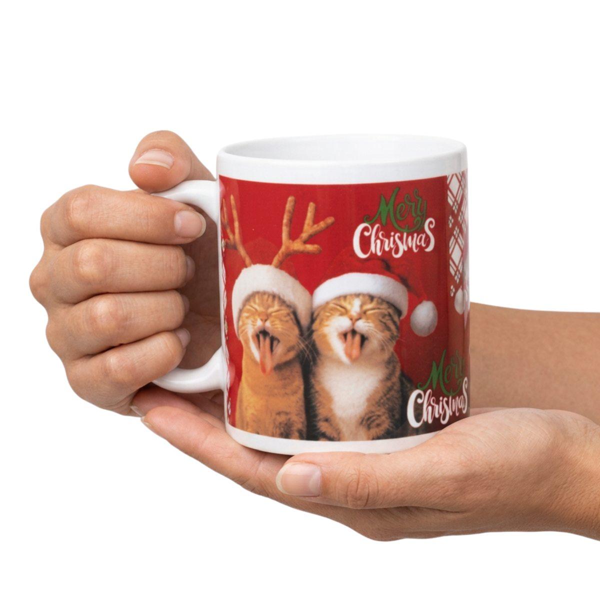 Tazza natalizia gatti ceramica