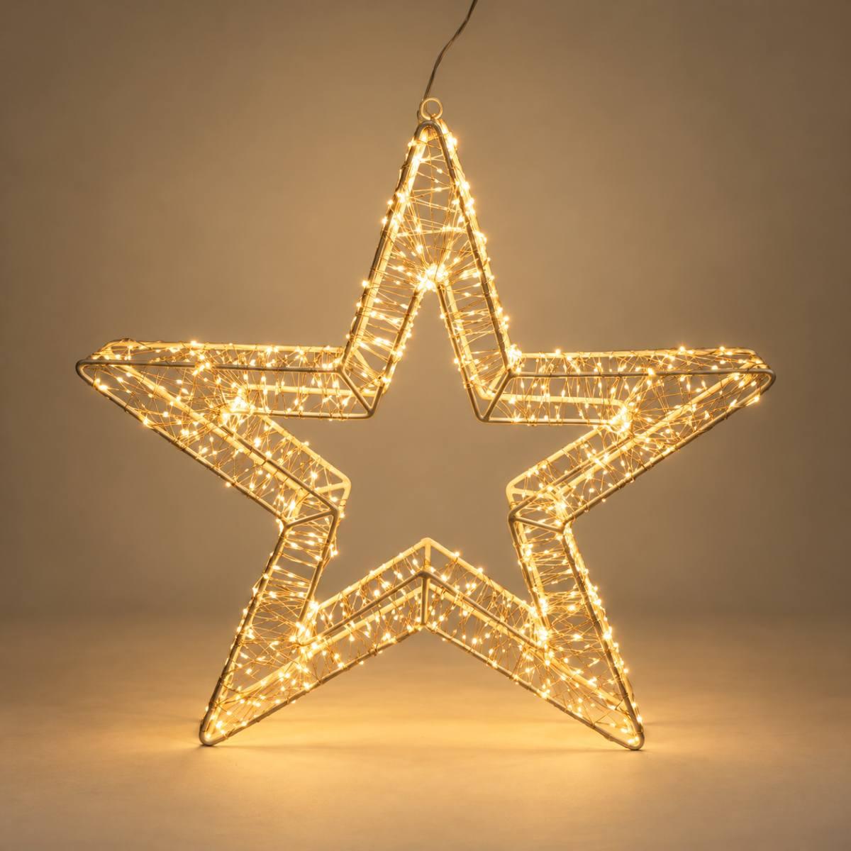 Luci di Natale stella 50 cm 720 LED bianco caldo Telaio in filo di ferro