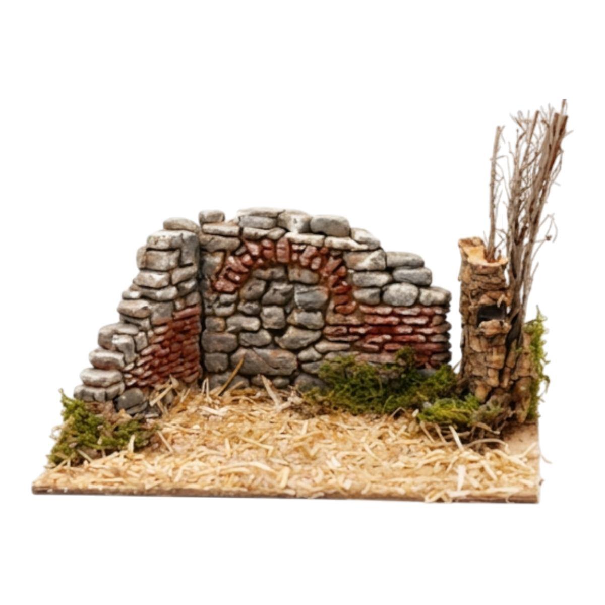 Ambientazione Euronatale muro ad angolo con albero e tronco 20 x 17 x 18 cm