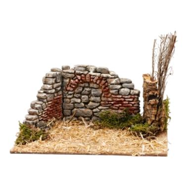 Ambientazione Euronatale muro ad angolo con albero e tronco 20 x 17 x 18 cm