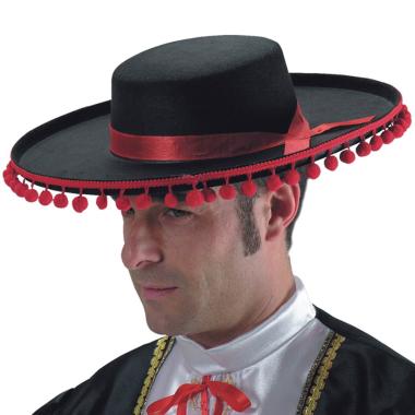Cappello Torero Nero Con Bordo Rosso Feltro |Carnival Toys