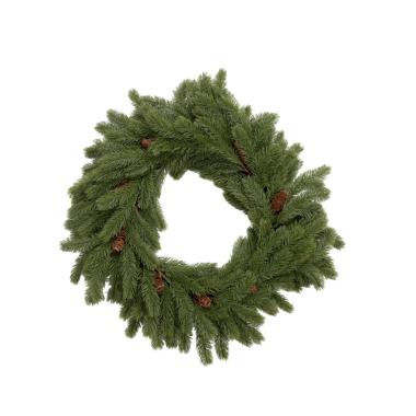 Ghirlanda Ø 60 cm natalizia verde abetone real touch con pigne