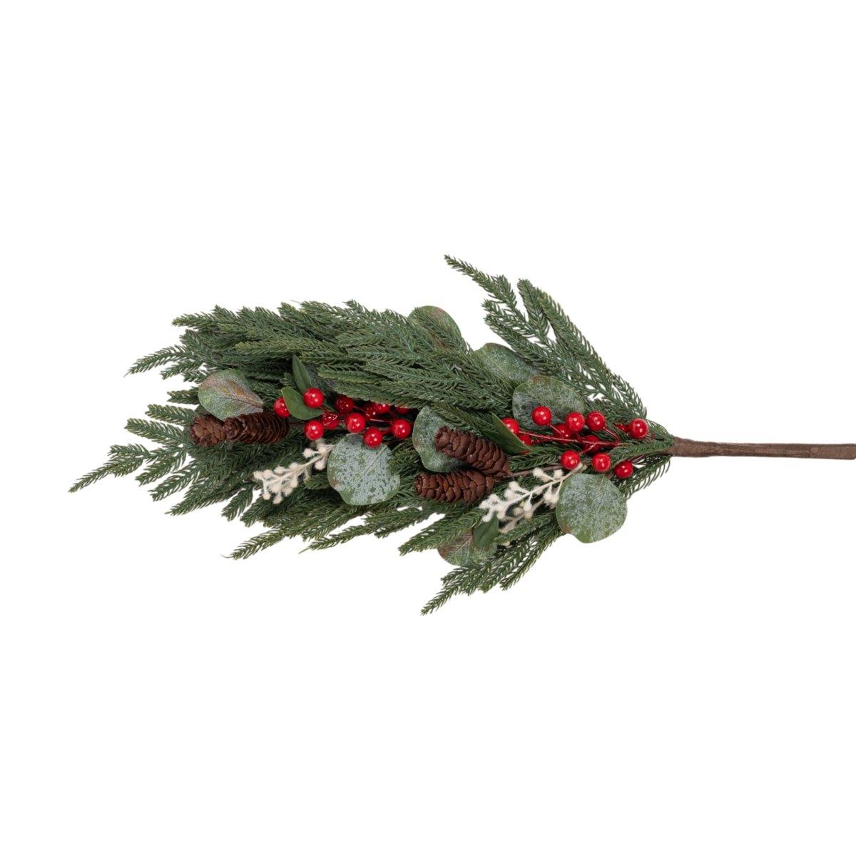 Fiore 84 cm pick pino con bacche rosse