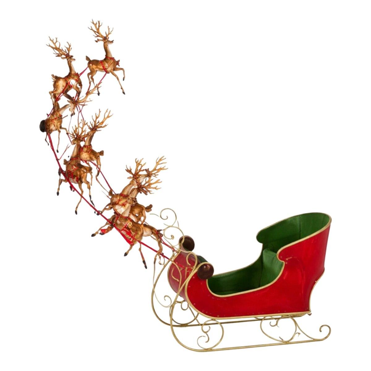 Slitta 160 x 143 x 160 cm metallo rossa con renne