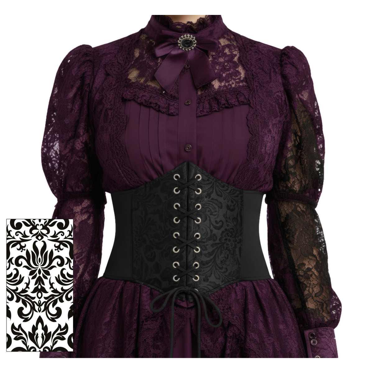 Bustino corpetto nero damascato |Donna