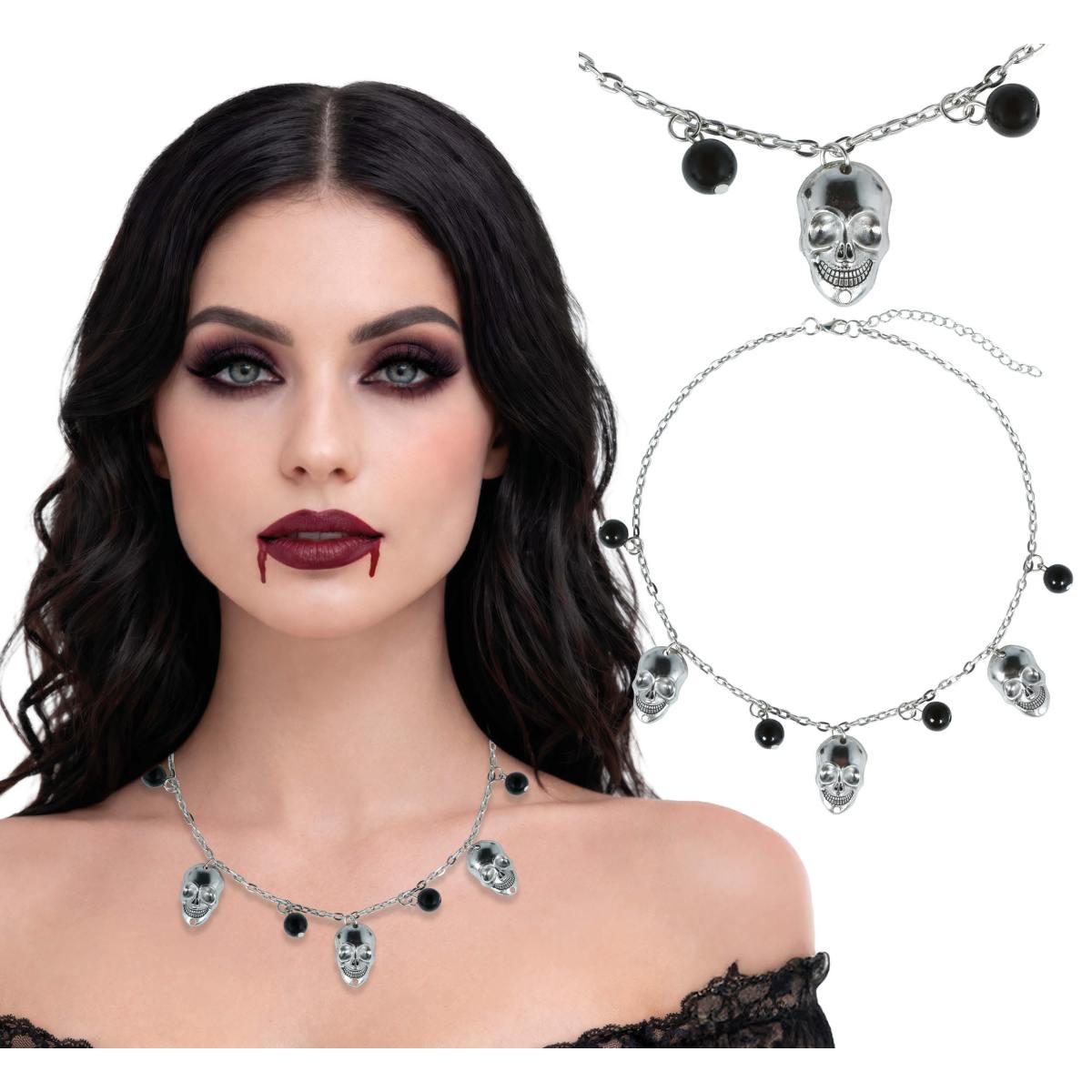 Collana teschi perle nere
