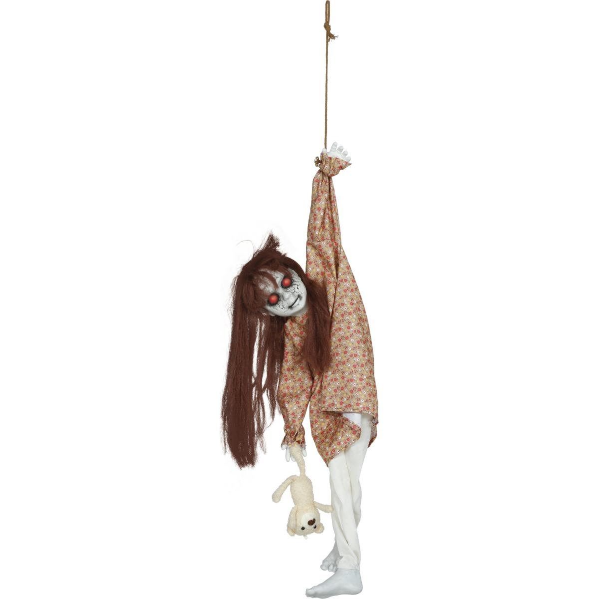 Bambina zombie luci movimento 90 cm da appendere