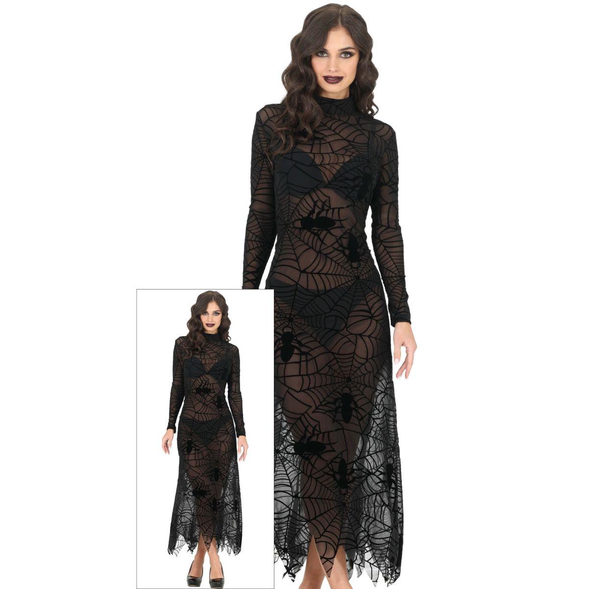 Costume strega gotica pizzo ragnatele donna