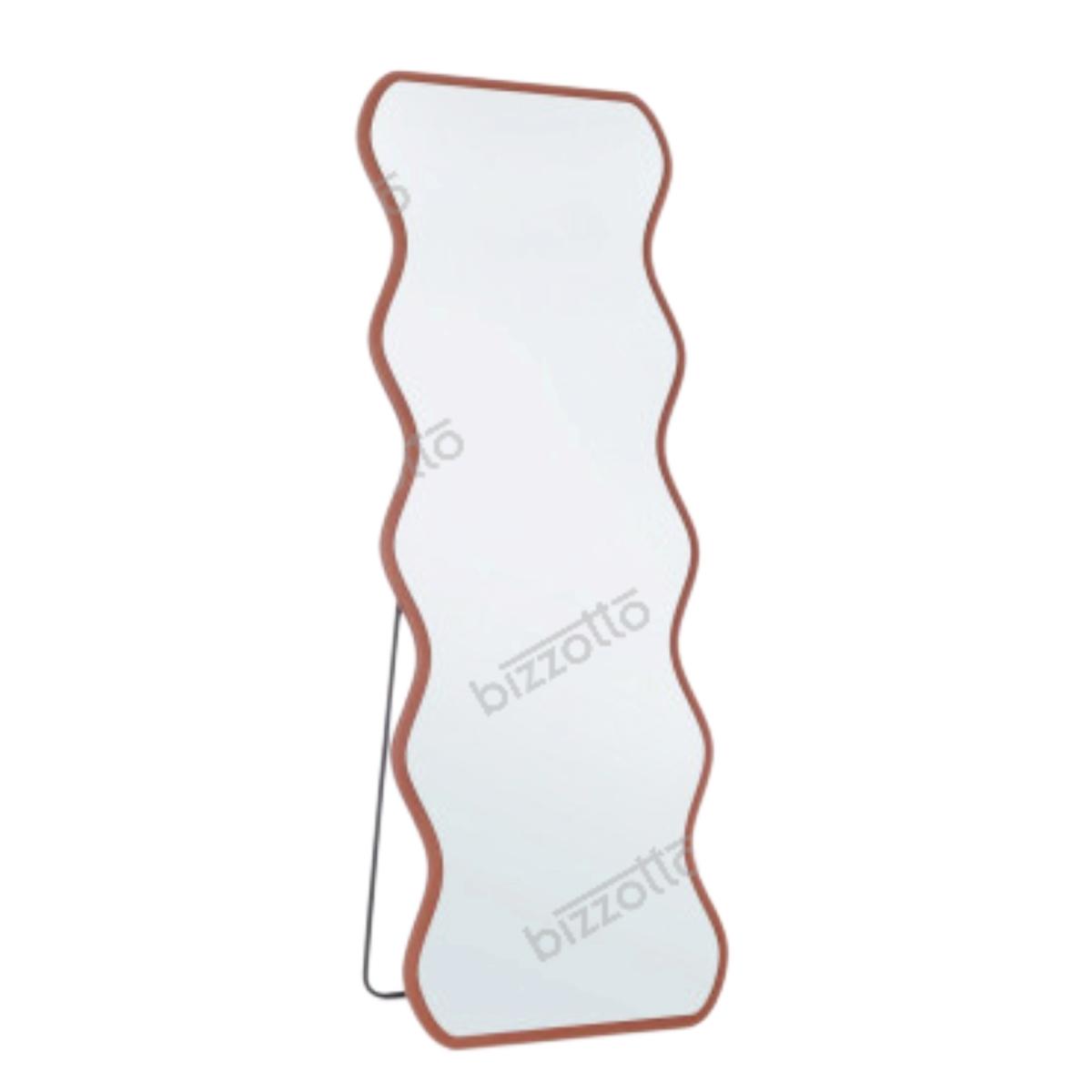 Specchio 60 x 160 cornice ondulata terracotta con stand