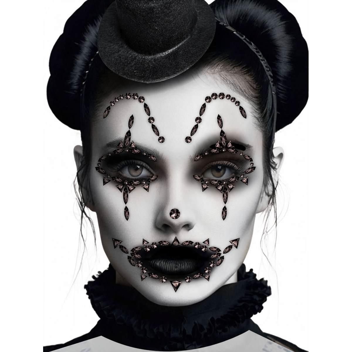Trucco decorazioni adesive viso nere Harley Quinn