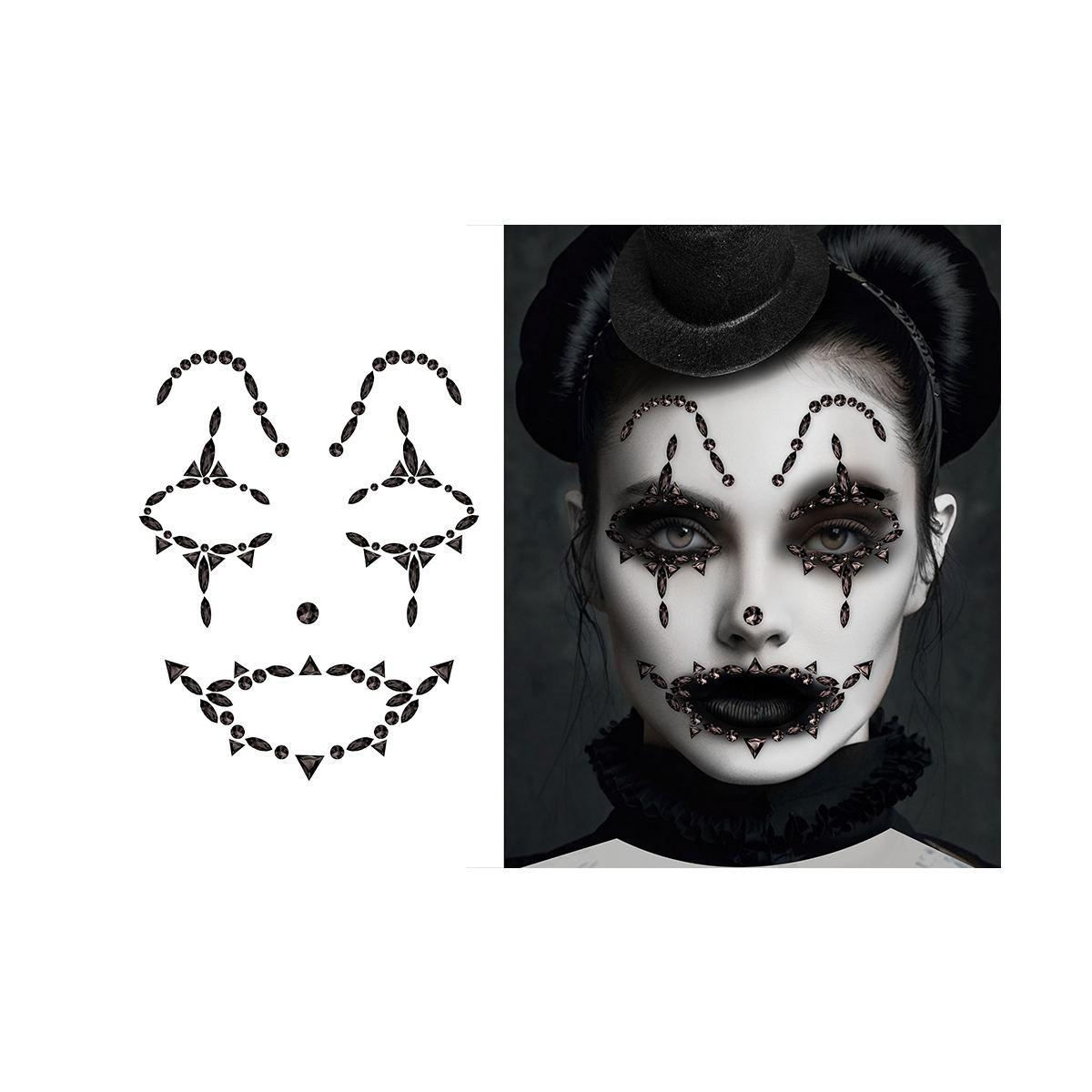 Trucco decorazioni adesive viso nere Harley Quinn