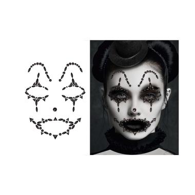 Trucco decorazioni adesive viso nere Harley Quinn