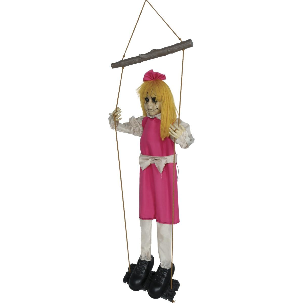 Bambola zombie su altalena luci suono movimento 105 cm