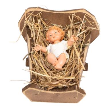 Culla 30 cm con paglia senza bambino 16 x15 x 11 cm