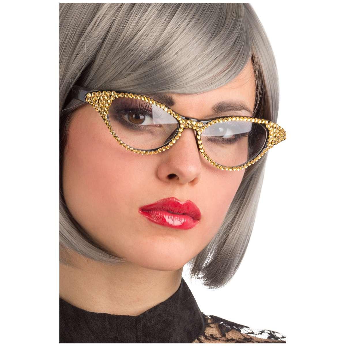 Occhiali Anni '50 Con Brillantini Oro |Carnival Toys