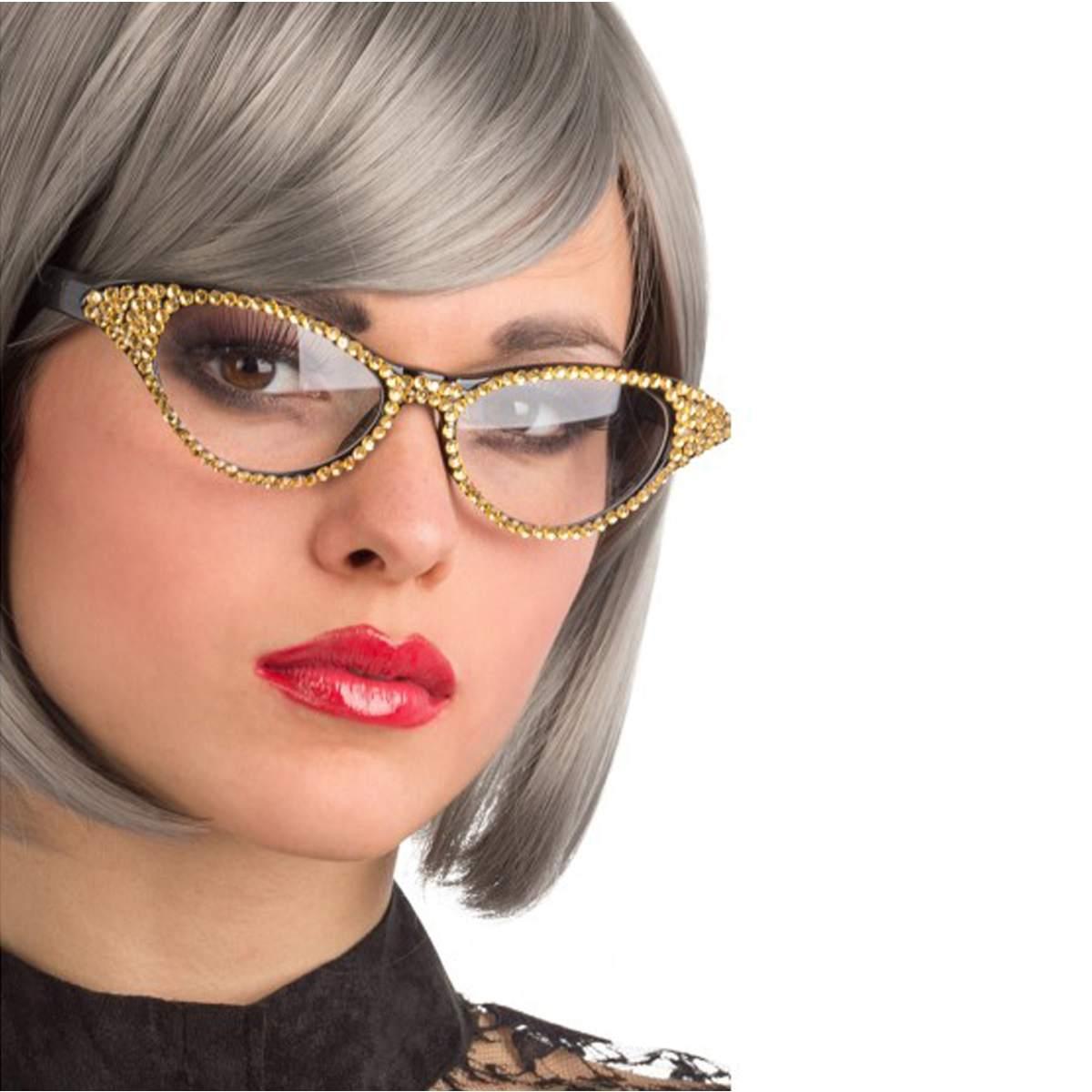 Occhiali Anni '50 Con Brillantini Oro |Carnival Toys