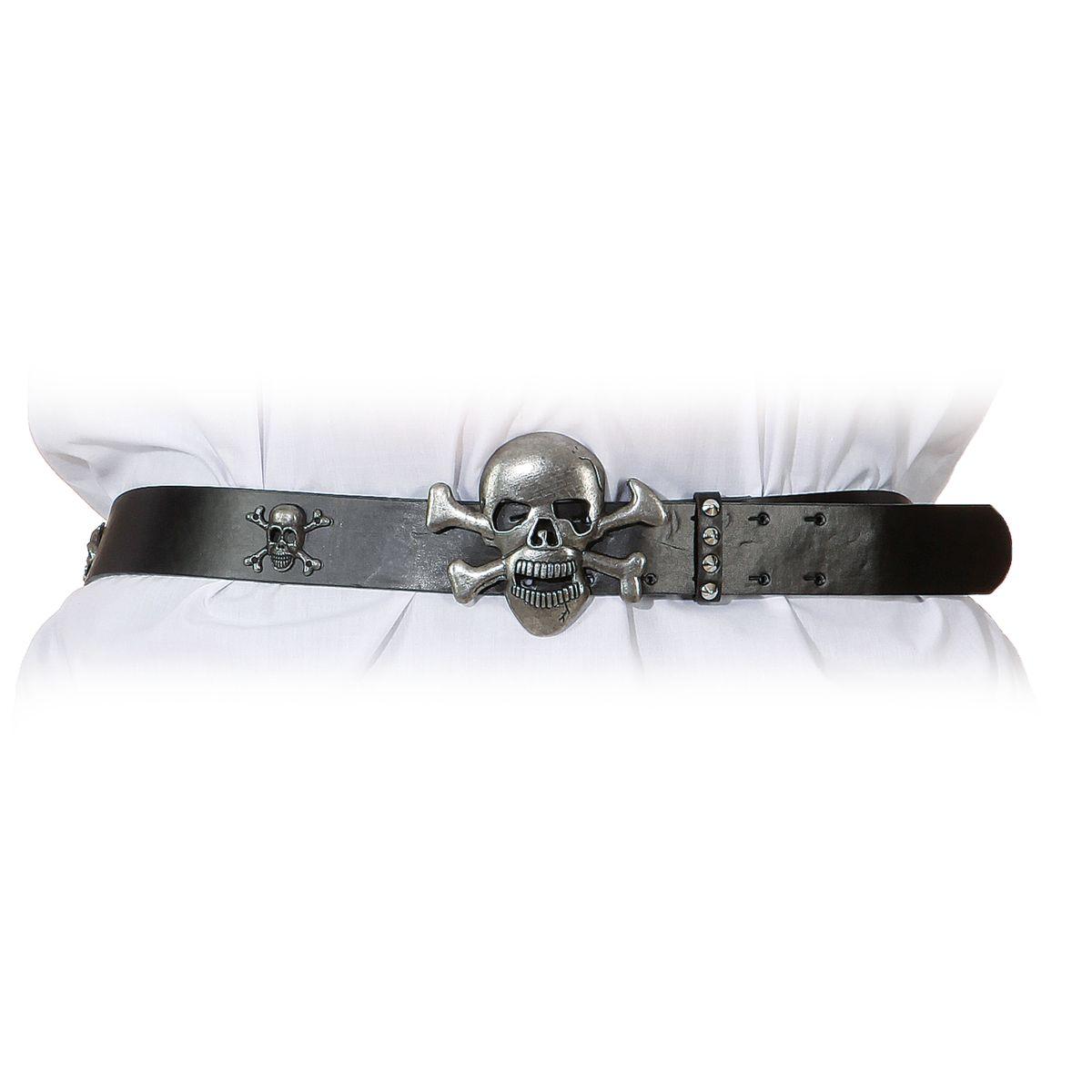 Cintura Nera Similpelle Con Teschio cm.95 |Orlob