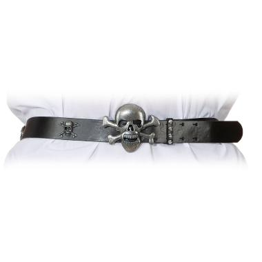 Cintura Nera Similpelle Con Teschio cm.95 |Orlob