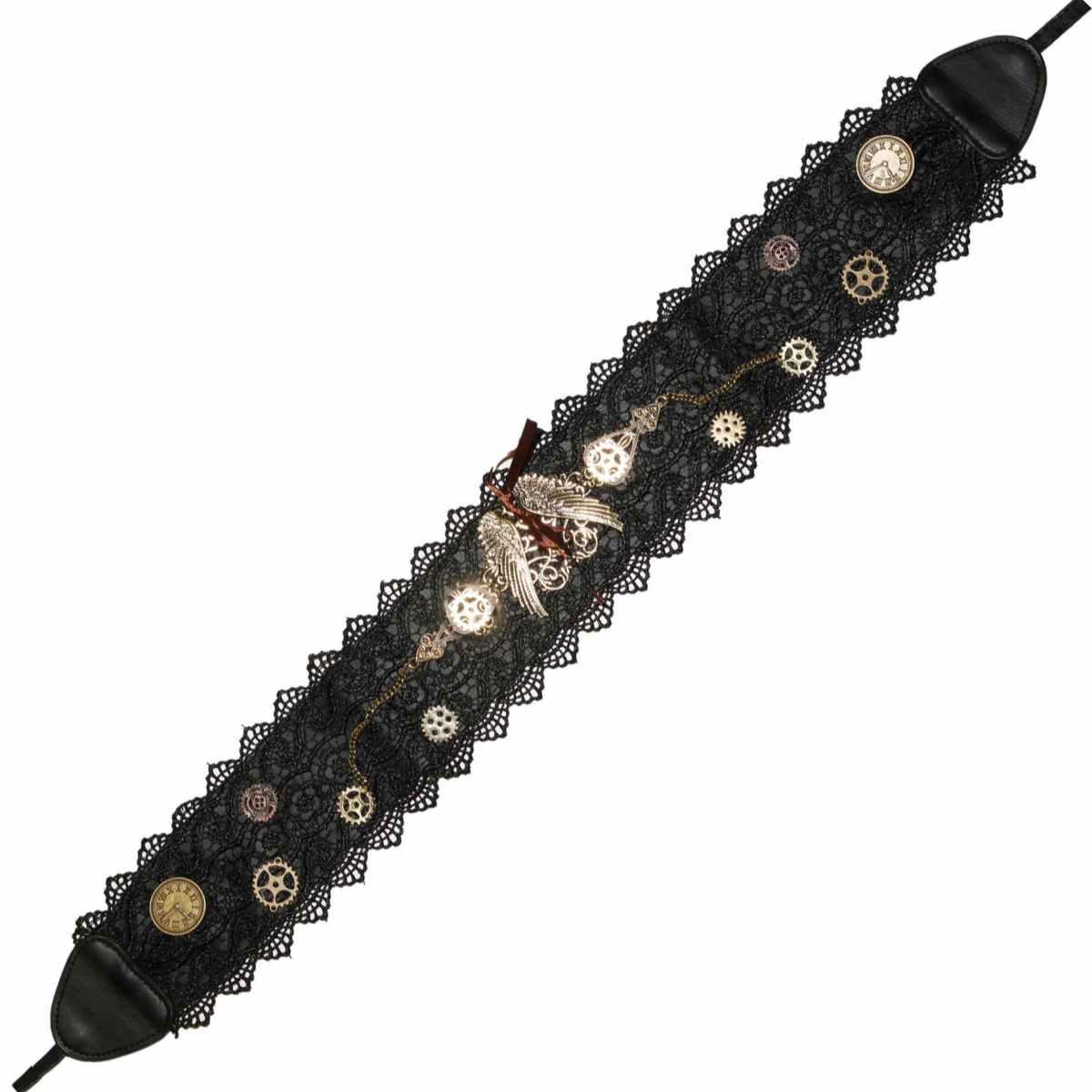Cintura Steampunk Nera Con Pizzo E Decorazioni |Orlob
