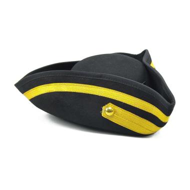 Cappello Tricorno Lusso Nero Con Rifiniture Oro |Orlob